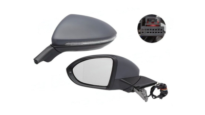 Oglinda exterioara Volkswagen Golf 7 (5k), 10.2012-, Stanga, reglare electrica; grunduit; incalzita; geam asferic; cromat; 6 pini; cu semnalizare