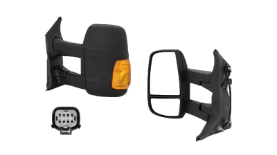 Oglinda usa exterioara Ford Transit/Tourneo, 01.2014-, partea Stanga, reglare electrica; textil; incalzit; sticla convexa; geam cromat; cu semnalizator galben; brat lung, View Max