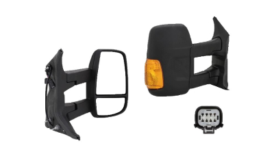 Oglinda usa exterioara Ford Transit/Tourneo, 01.2014-, partea Dreapta, reglare electrica; textil; incalzit; sticla convexa; geam cromat; cu semnalizator galben; brat lung, View Max