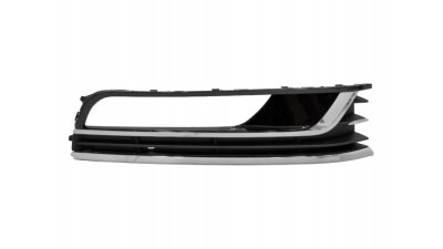 Grila bara fata VW Passat (B7 (36)), 11.2010-2015, Dreapta, 3AA854662B9B9, 95D127-6 cu locas pentru proiectoare, 3 insertii crom, grunduit langa proiector, pentru modele HIGHLINE