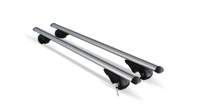 Set 2 bare transversale portbagaj Menabo Brio 135 cm din aluminiu fixare pe barele logitudinale cu sistem antifurt cu cheie