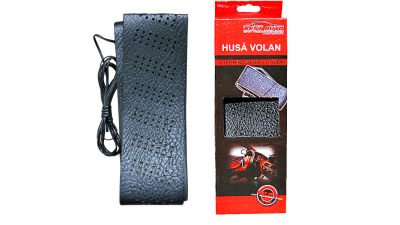 Husa volan cu snur Gri, material cauciucat, diametru 37-39cm