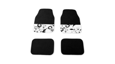 Set covorase auto din mocheta Black Flower universale, 4 buc.