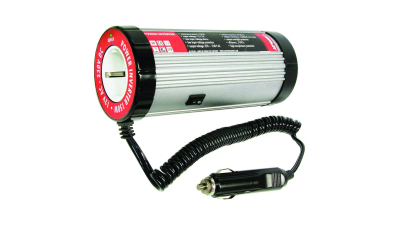 Invertor de tensiune auto Carpoint 12V-230V 150W 50-60Hz model rotund cu protectie supra-sarcina baterie descarcata supravoltaj scurt-circuit temperatura ridicata