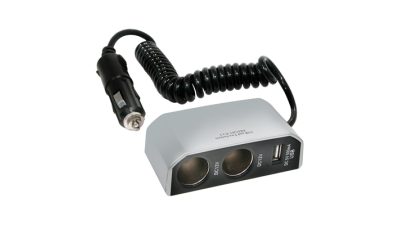 Priza auto tripla Carpoint 12V 8A cu 2 iesiri DC si una USB cu cablu de 30cm
