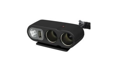 Priza auto dubla Carpoint cu 2 iesiri de bricheta 2 x 12 V max. 5A si 1 pentru USB 5V 1A si lumina