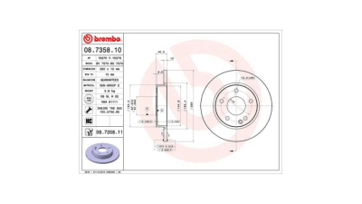 Disc frana Mercedes Clasa A 07.1997-08.2004; Smart Cabrio 03.2000-01.2004, City-Coupe 1998-2004, Crossable, Fortwo 2004-2007, Roadster 2003-2005, BREMBO