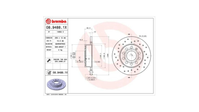 Disc frana Audi A3, 05.2003-08.2012, Skoda Octavia, 2004-2013, Superb, Vw Caddy 3, Golf Plus, Golf V/Vi, Jetta, Scirocco, Touran, BREMBO