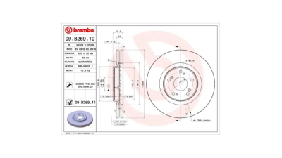 Set discuri frana Honda Accord 8 (Cu), 04.2008-, Accord 8 Estate (Cw), 07.2008-, BREMBO 09B26910