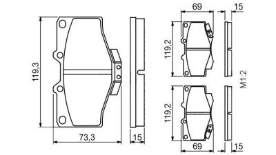 Set placute frana BOSCH 0986424268 fata Toyota 4 Runner (Kzn18, Vzn18, Rzn18) Hilux 2 Pick-Up (Rn6, Rn5, Ln6, Yn6, Yn5, Ln5) 4 Runner (Rn10, Vzn13, Vzn10, Rn13) Land Cruiser (Pzj7, Kzj7, Hzj7, Bj7, L