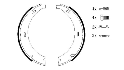 Set saboti frana BOSCH 0986487543  Mercedes-Benz Kombi Combi (S124) G-Class (W461) E-Class Cabriolet (A124) E-Class Cupe (C124) E-Class Combi (S124) Limuzina (W124) E-Class (W210) Slk (R170) Sl (R129)