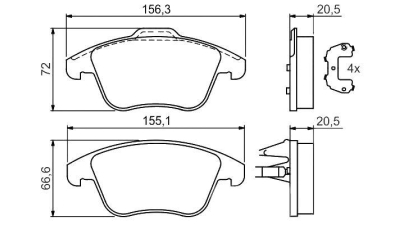 Set placute frana BOSCH 0986494169 fata Ford Mondeo 4 Limuzina (Ba7) Mondeo 4 Turnier (Ba7) Freelander 2 (Fa) S-Max (Wa6) Galaxy (Wa6) Mondeo 4 (Ba7)