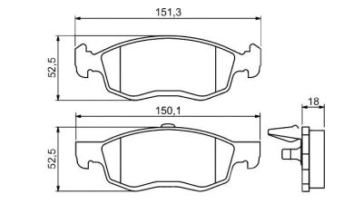 Set placute frana BOSCH 0986494197 fata Dacia Logan Pick-Up (Us) Logan 1 Combi (Ks) Logan Mcv (Ks) Logan Express (Fs)