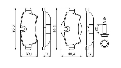 Set placute frana BOSCH 0986494242 spate Mini Mini Cabriolet (R57) Mini Clubvan (R55) Mini Roadster (R59) Mini Cupe (R58) Mini (R56) Mini Clubman (R55)