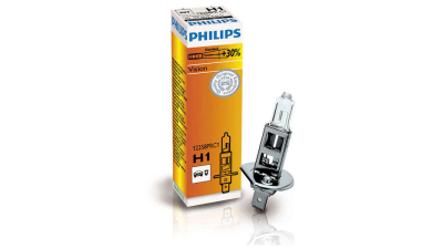 Bec auto cu halogen pentru far H1 Philips +30% luminozitate, 12V, 55W 12258PRC1, 1 buc