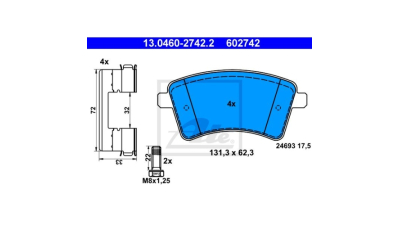 Placute frana Mercedes Citan Mixto (415), 11.2012-2020, Renault Kangoo Express (Fw0/1 ), 02.2008-2020, 1.5 Dci, 1.4 Cdi, ATE