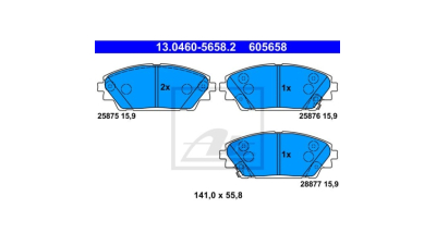 Placute frana Mazda 3 (Bm), 2013-2019, Cx-3 (Dk), 01.2015-, Motorizare 1.5/ 1.5 D, ATE