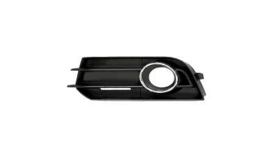 Grila bara fata Audi A1 (8x), 04.2010-01.2015, parte montare partea stanga, cu gauri pentru proiector si inel cromat, 130027-5, Aftermarket