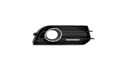 Grila bara fata Audi A1 (8x), 04.2010-01.2015, parte montare partea stanga, cu gauri pentru proiector si inel cromat, 130027-6, Aftermarket