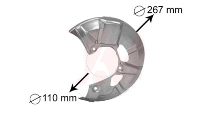 Protectie stropire disc frana Audi 80 (B1/B2), 08.1974-09.1986 , 90/Coupe (B2), 10.84-04.1987 , Vw Passat (B1/B2), 05.1973-03.1988, fata, Stanga, metal