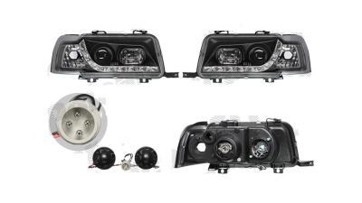 Set Faruri tuning Audi 80 (B4) 9.1991-12.1996 BestAutoVest fata stanga-dreapta 130809FE transparent-negru