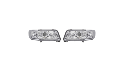 Set faruri tuning Audi 100 (C4),12.1990-05.1994, partea stanga+dreapta, manual/electric, pozitia cu LEDuri, tip bec H1+H1, fara motoras, transparent-silver, Best Auto Vest
