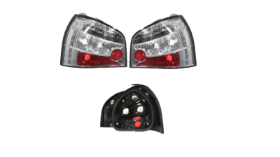 Set stopuri tuning AUDI A3 (8L), 01.1996-04.2003, Taiwan, partea stanga+dreapta, LED; transparent, argintiu;