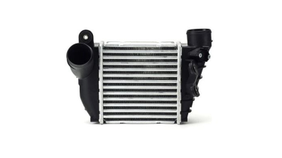 Intercooler Seat Leon (1M), 10.2005-06.2006, Skoda Octavia 1 (1U2/1U5), 09.2000-12.2010, motor 1.9 TDI 74kw, diesel, cutie manuala, aluminiu brazat/plastic, 183x189x64 mm, Valeo, cu senzor presiune 