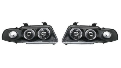 Set faruri tuning Audi A4 Sedan 1994-1998/Estate 1994-1998 BestAutoVest fata stanga-dreapta transparent-negru fumurii