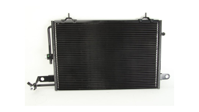 Condensator climatizare Audi 100 (C4), 12.1990-07.1994, motor 2.0, 74kw/85 kw/103kw; 2.3, 98 kw benzina, full aluminiu brazat, 590 (545)x380 (360)x16 mm, fara filtru uscator