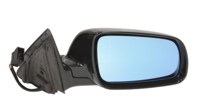 Oglinda exterioara Audi A6 (C5) Sedan/Avant 05.1997-01.2005 partea dreapta View Max Albastra Convexa Carcasa Neagra cu primer, electrica, incalzita