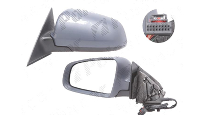 Oglinda exterioara Audi A3 (8p), 05.2003-04.2008, Stanga, 3 usi, reglare electrica; grunduita; incalzita; geam asferic; cromat; pliere electrica; 7 pini