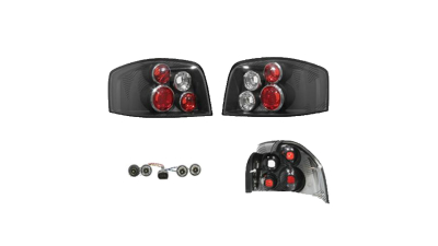 Set stopuri Spate Audi A3 (8p), 05.2003-04.2008, 3 Usi, partea Stanga+Dreapta, negru, transparent; cu locas bec; tuning; Omologare: ECE, Taiwan