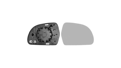 Geam oglinda exterioara cu suport fixare Audi A3 (8p), 04.2008-2010; A4/S4 (B8), 11.2007-2009, Sedan; A4/S4 (B8), 2008-2010, Combi, partea Stanga, incalzit; sticla asferica; geam cromat, Aftermarket