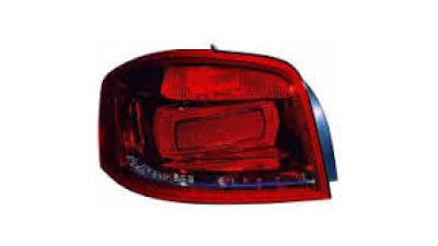 Stop spate lampa Audi A3 (8p), 04.08-10.12, 3 Usi, omologare ECE, spate, cu suport bec, carcasa rosie, 8P3945095, Stanga