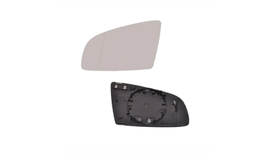 Geam oglinda exterioara cu suport fixare Audi A3 (8p), 05.2003-04.2008; A4 (B6/B7), 11.2000-03.2008, A6 (C6), 05.2004-10.2008; A8 (D3), 01.2003-2008, partea Stanga, incalzit; sticla asferica; geam cromat, Aftermarket