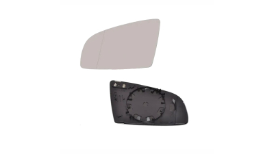 Geam oglinda exterioara cu suport fixare Audi A3 (8p), 05.2003-04.2008; A4 (B6/B7), 11.2000-03.2008, A6 (C6), 05.2004-10.2008; A8 (D3), 01.2003-2008, partea Stanga, incalzit; sticla asferica; geam cromat, View Max