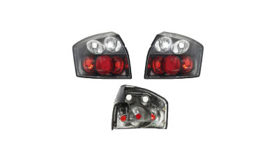 Set stopuri Spate Audi A4 (B6), 11.2000-11.2004, Sedan, partea Stanga+Dreapta, negru, transparent; tuning; Omologare: ECE, Taiwan