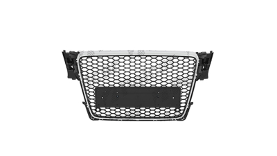 Grila masca fata AUDI A4/S4 (B8), 11.2007-10.2011,cu 2 gauri pentru Senzori de parcare (PDC); cromat, Negru stralucitor; fara emblema