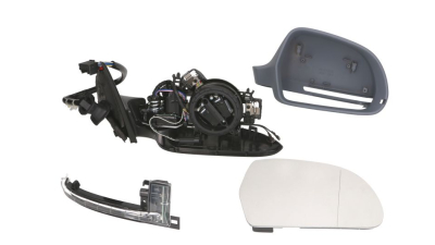 Oglinda usa exterioara Audi A4/S4 (B8), 11.2007-2009 Model Sedan; A4/S4 (B8), 2008-10.2011 Model Combi, partea Stanga, reglare electrica; grunduit; incalzit; sticla asferica; geam cromat; rabatabil; cu Lucas, Aftermarket