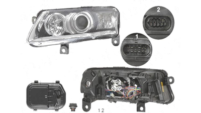 Far Audi A6 (C6), 05.2004-10.2008, fata, Stanga, xenon; cu daytime running light; D2S+P21W+PY21W+W5W; electric; fara unitate control; fara ballast; fara motoras; fara bec/-uri, DEPO