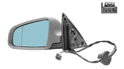 Oglinda exterioara Audi A6 (C6) Sedan/Avant 05.2004-10.2008 partea stanga View Max Crom Asferica Carcasa Neagra, 5pini, electrica