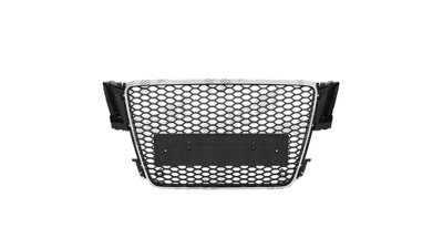 Grila masca fata AUDI A5/S5 (B8), 03.2007-10.2011,cu 2 gauri pentru Senzori de parcare (PDC); cromat, Negru stralucitor; fara emblema