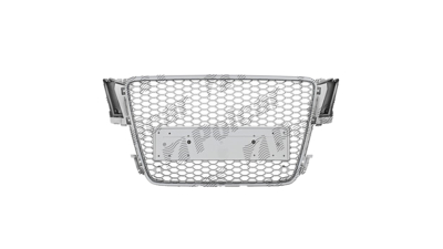 Grila masca fata AUDI A5/S5 (B8), 03.2007-10.2011,cu 2 gauri pentru Senzori de parcare (PDC); argintiu; fara emblema