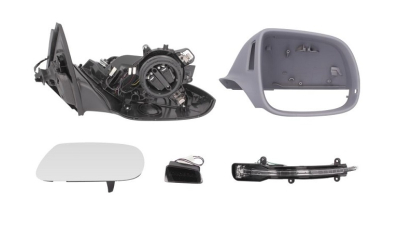 Oglinda usa exterioara Audi Q5 (8r), 09.2008-09.2016, partea Dreapta, reglare electrica; grunduit; incalzit; cu functie de unghi mort; sticla convexa; geam cromat; 8 pini; cu Lucas, View Max