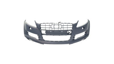 Bara fata Audi Q7 (4L), 10.2005-09.2009, grunduita, cu gauri pentru spalatoare faruri,cu gauri pentru senzori de asistenta la parcare, 4L0807105CGRU