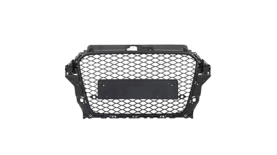 Grila masca fata AUDI A3 (8V), 06.2012-07.2016 model RS3,cu 2 gauri pentru Senzori de parcare (PDC); Negru stralucitor; fara emblema