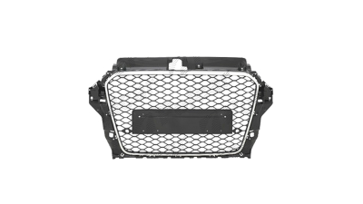 Grila masca fata AUDI A3 (8V), 06.2012-07.2016 model RS3,cu 2 gauri pentru Senzori de parcare (PDC); argintiu; fara emblema