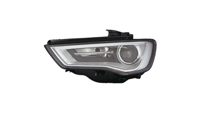 Far Audi A3 (8V), 06.2012- model cu 3 usi, SPORTBACK, partea Stanga, electric, tip bec D3S; bi-xenon cu LED lumini de zi, fara becuri, fara balast, fara unitate control leduri, cu motoras, Hella
