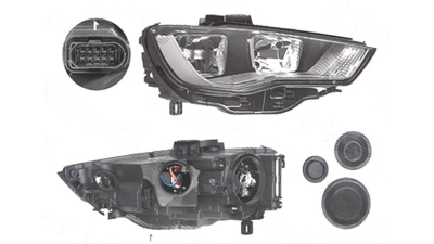 Far Audi A3 (8v), 06.2012-07.2016, fata, Dreapta, cu daytime running light; H15+H7+PWY24W+W5W; electric; cu motor, TYC
